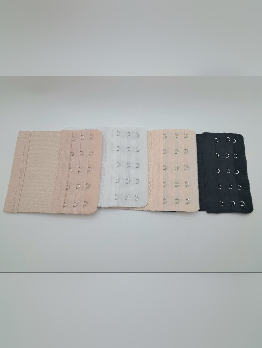 Bra Extender Set 5 Row Hook &Eye Closure in Nude, White, Black Strap Pack Lot